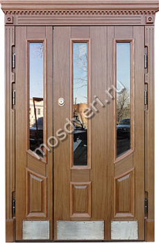 Дверь входная с зеркалом и отделкой МДФ филенчатый, 3 стекла - купить от производителя Мосдвери Дверь входная с зеркалом и отделкой МДФ филенчатый, 3 стекла